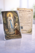 Our Lady of Lourdes Smart Prayer Card — Laminated Catholic Devotional with QR & NFC (Prayers & Novenas)