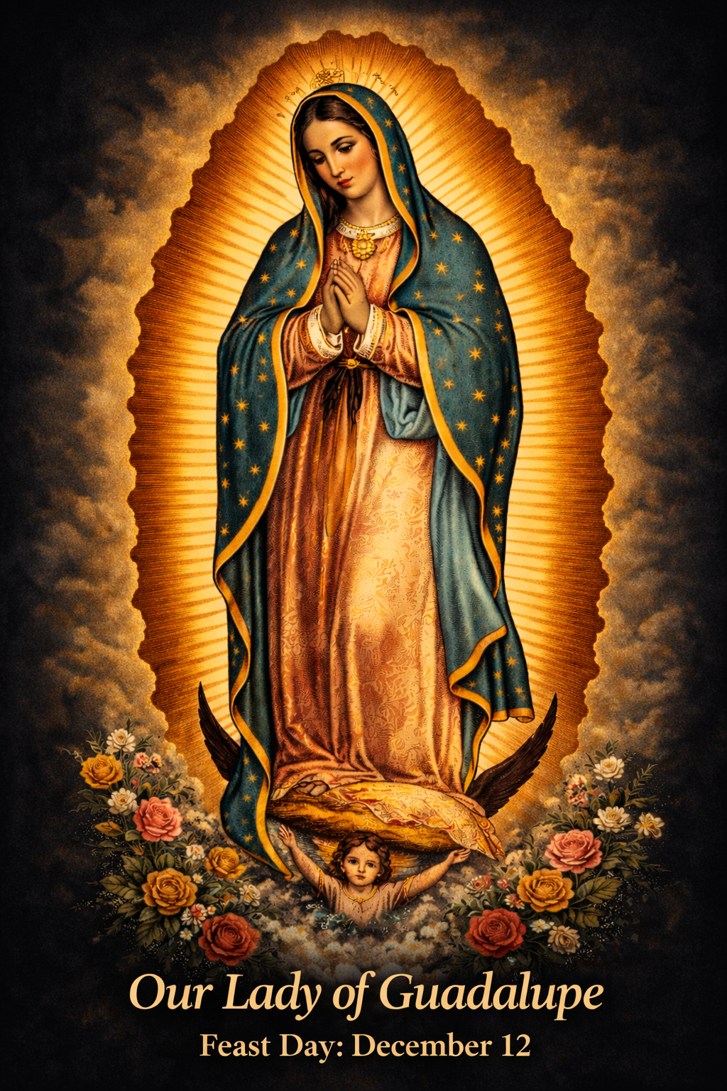 Our Lady of Guadalupe Smart Prayer Card — Laminated Catholic Devotional with QR & NFC (Prayers & Novenas)