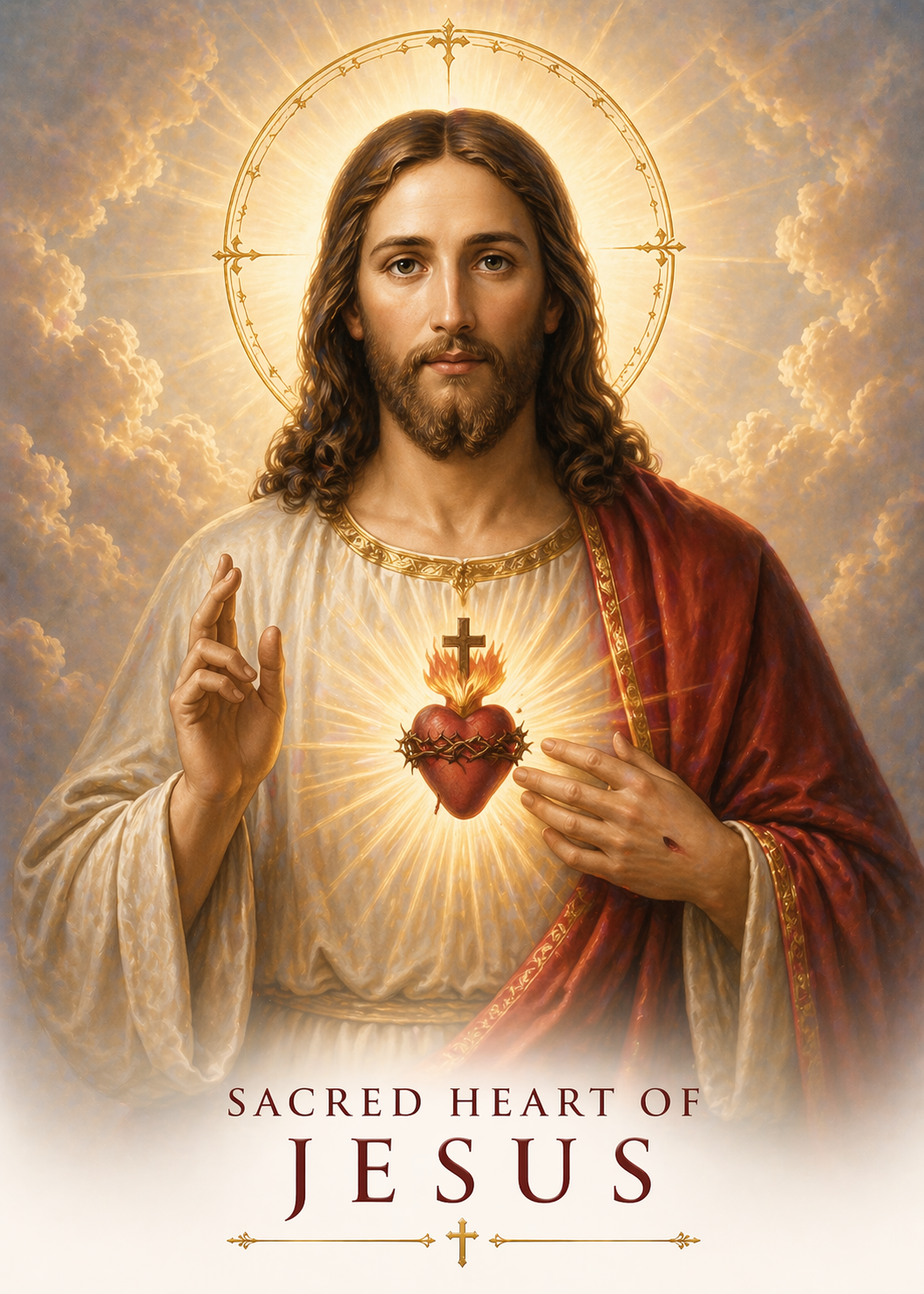 Sacred Heart of Jesus Smart Prayer Card — Laminated Catholic Devotional with QR & NFC (Prayers & Novenas)