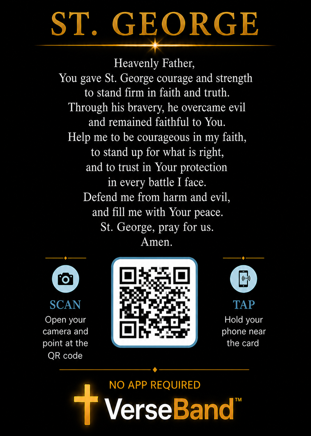 St. George Smart Prayer Card — Laminated Catholic Devotional with QR & NFC (Access Prayers & Novenas)