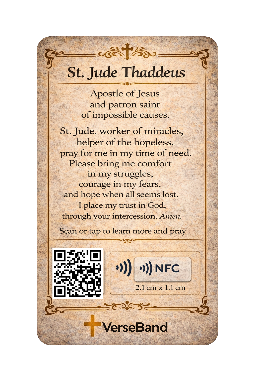 St. Jude Smart Prayer Card — Laminated Catholic Devotional with QR & NFC (Hopeless & Desperate Causes)