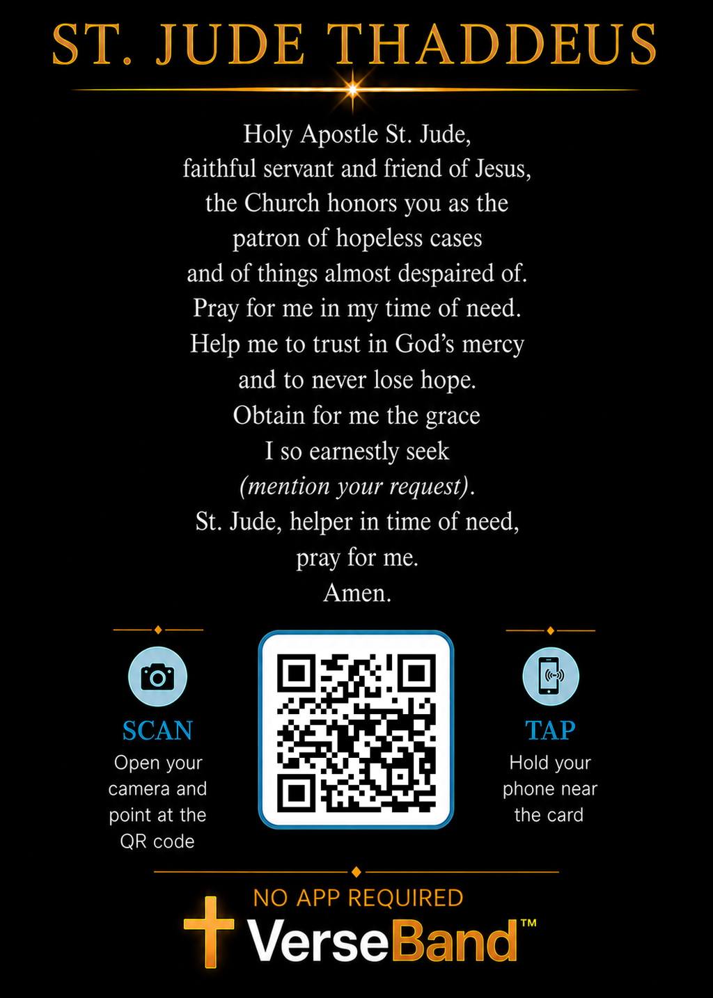 St. Jude Smart Prayer Card — Laminated Catholic Devotional with QR & NFC (Hopeless & Desperate Causes)