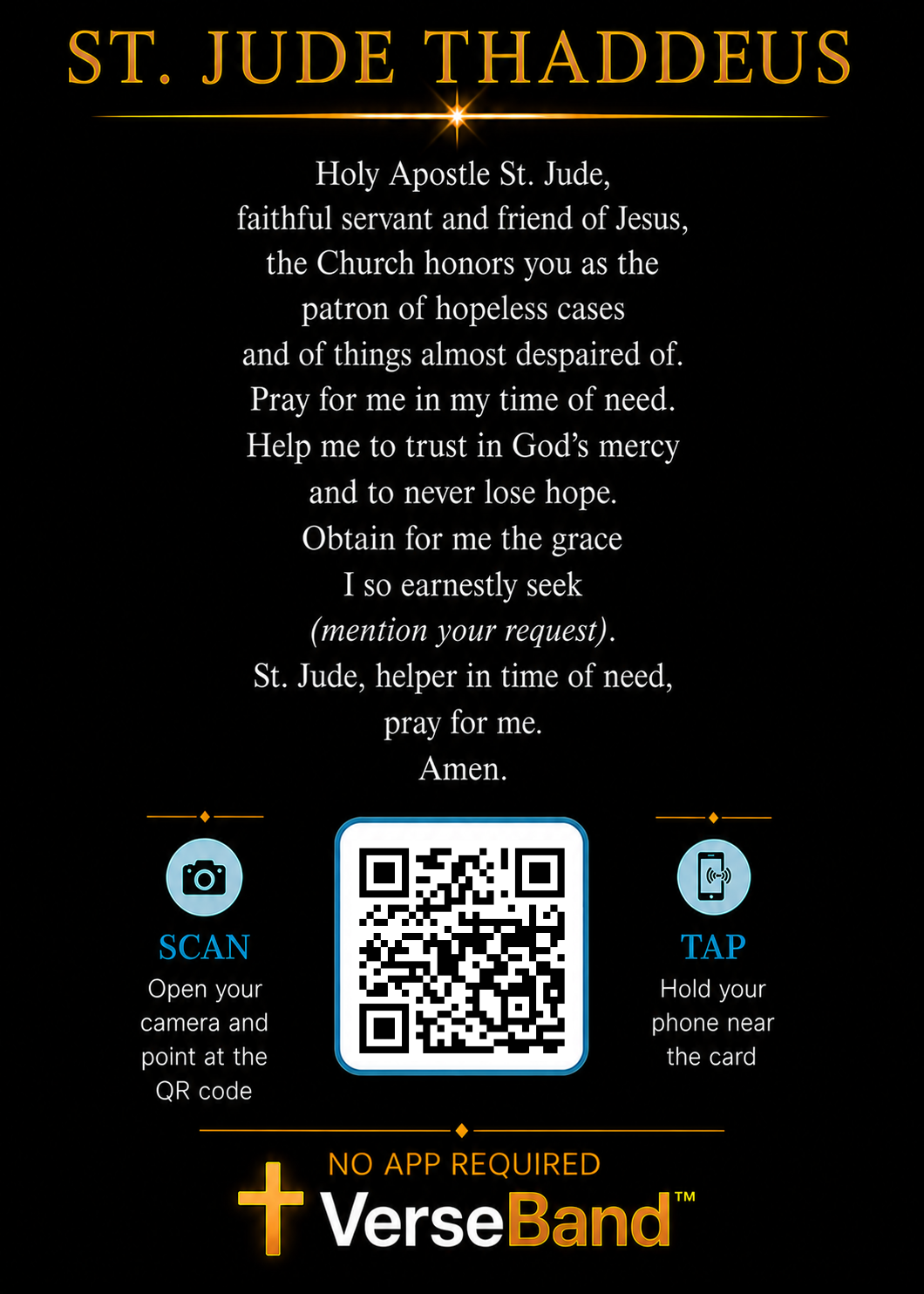 St. Jude Smart Prayer Card — Laminated Catholic Devotional with QR & NFC (Hopeless & Desperate Causes)