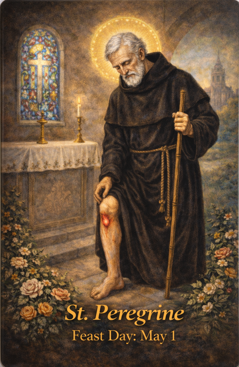 St. Peregrine Smart Prayer Card — Laminated Catholic Devotional with QR & NFC