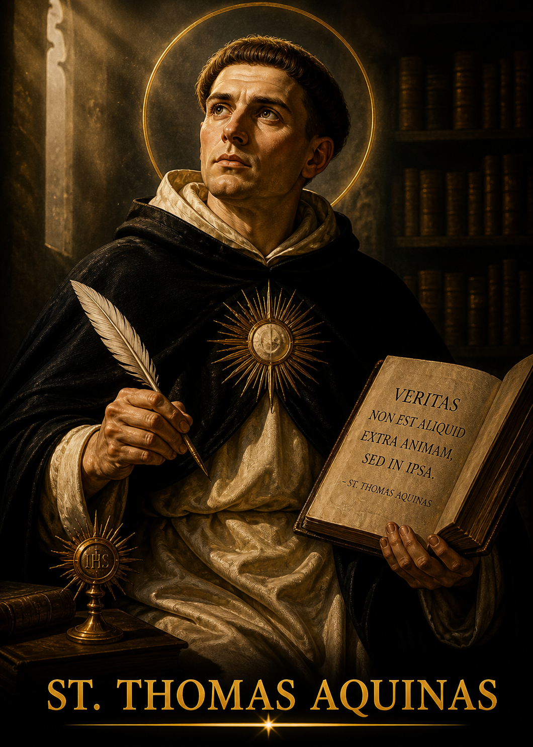 St. Thomas Aquinas Smart Prayer Card — Laminated Catholic Devotional with QR & NFC (Access Prayers & Novenas)