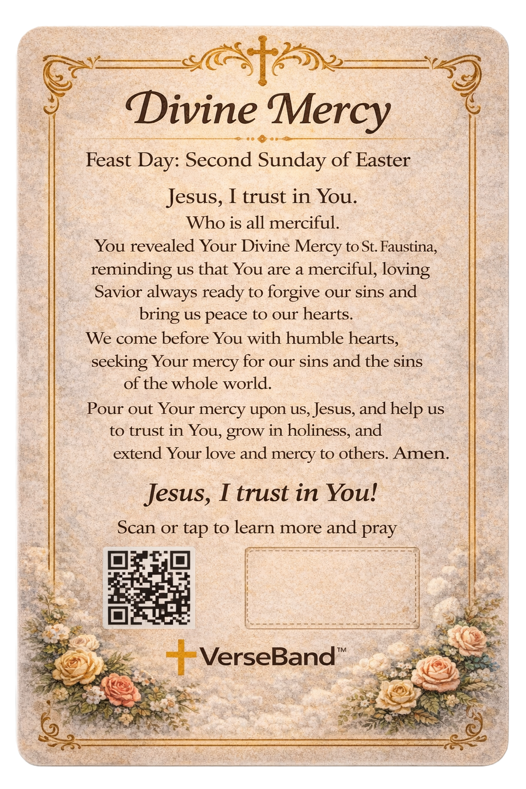 Divine Mercy Smart Prayer Card — Laminated Catholic Devotional with QR & NFC (Access Prayers & Novenas)