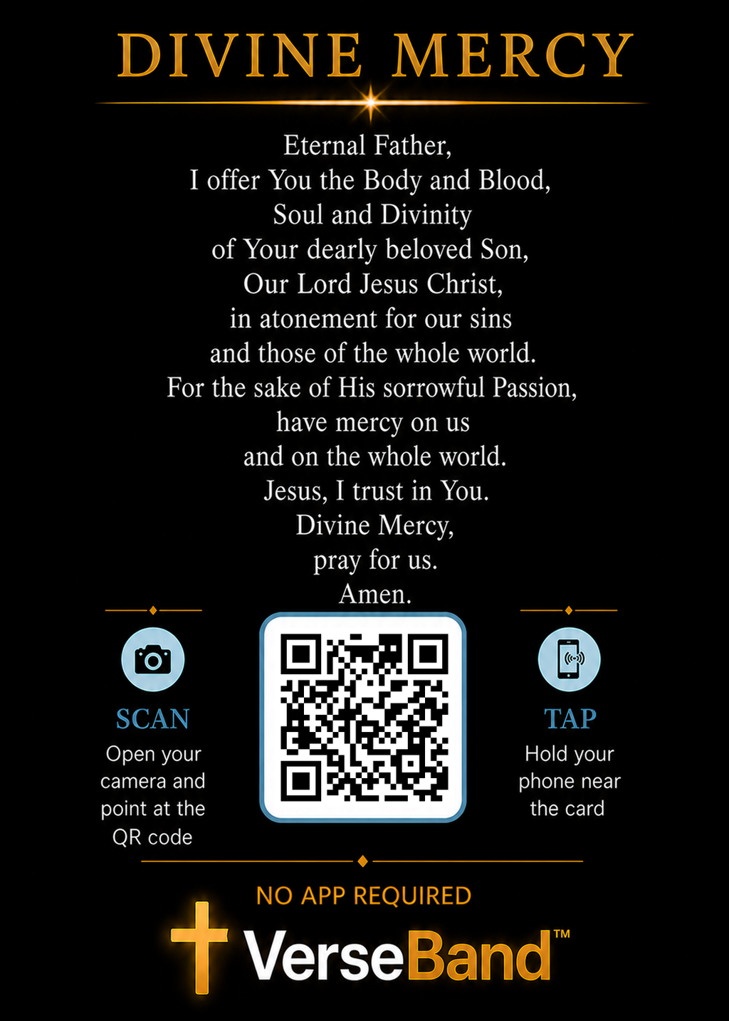 Divine Mercy Smart Prayer Card — Laminated Catholic Devotional with QR & NFC (Access Prayers & Novenas)